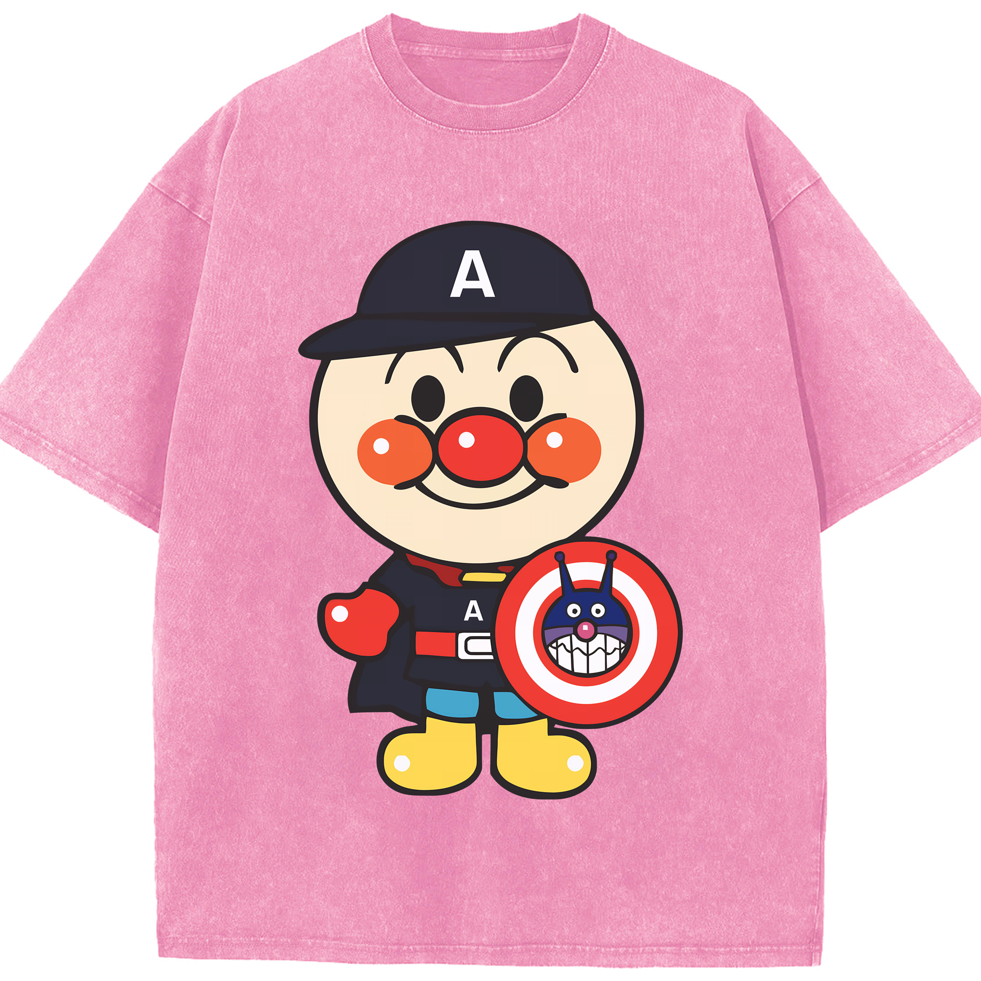 （画像用） アンパンマン Anpanman 綿100% ヴィンテージ風 半袖Tシャツ（フロントプリント）